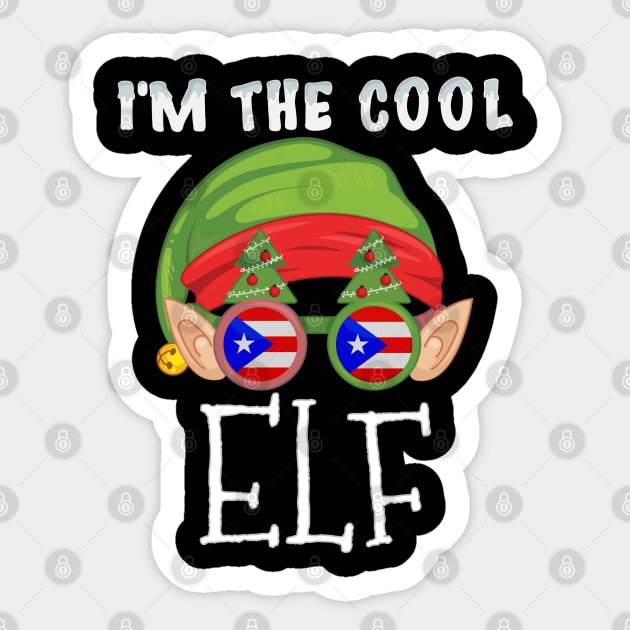 Christmas  I'm The Cool Puerto Rican Elf - Gift for Puerto Rican From Puerto Rico Sticker by Country Flags